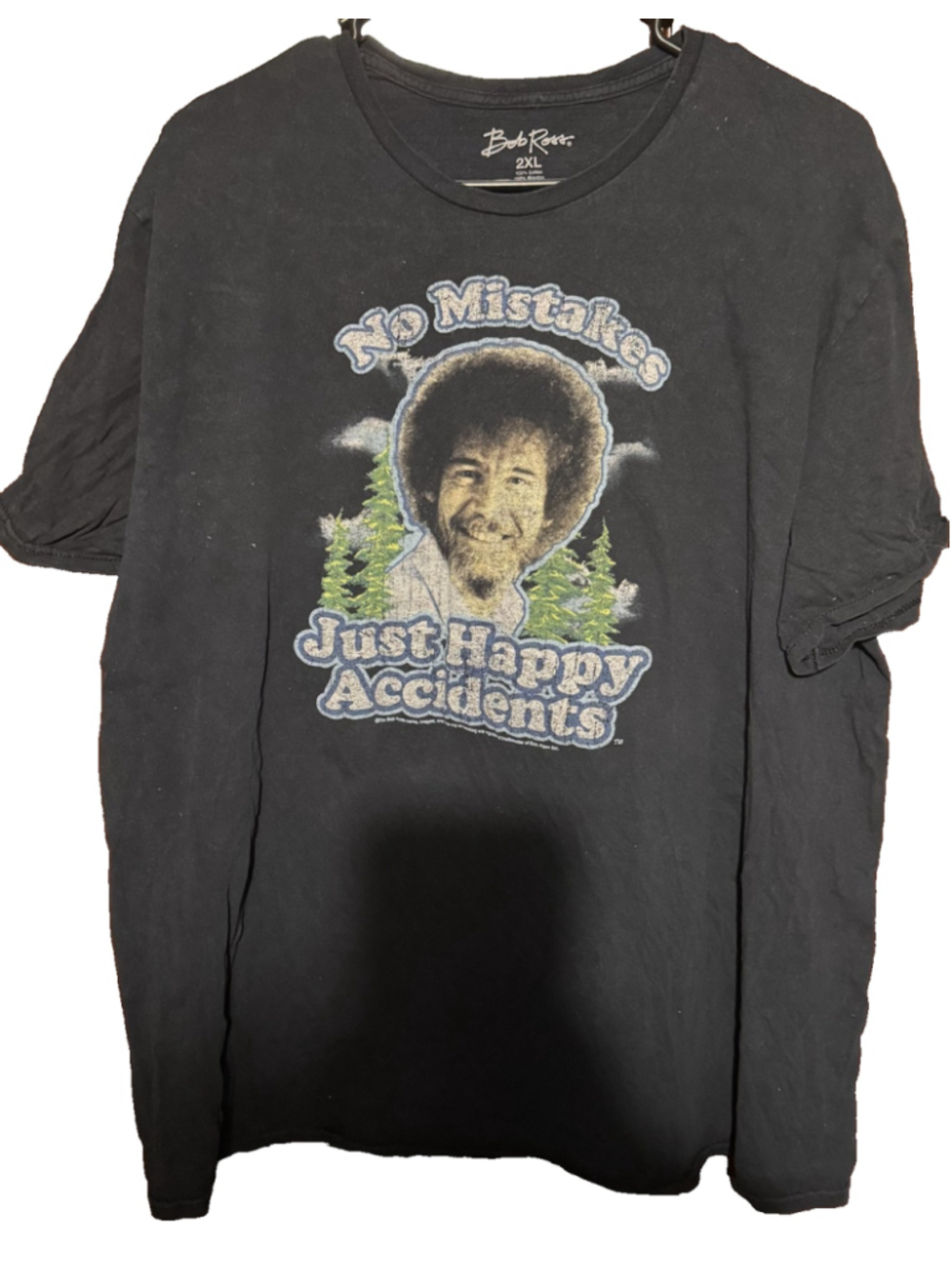 Bob Ross No Mistakes Character S/S T-Shirt Men's Sz XXL Black
